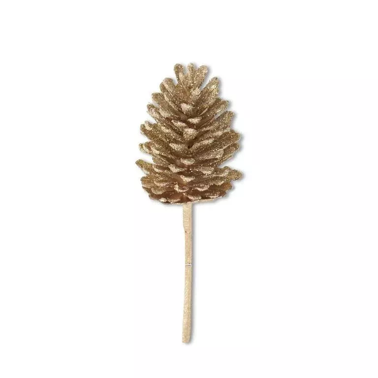12.5″ Gold Glittered Pinecone Pick