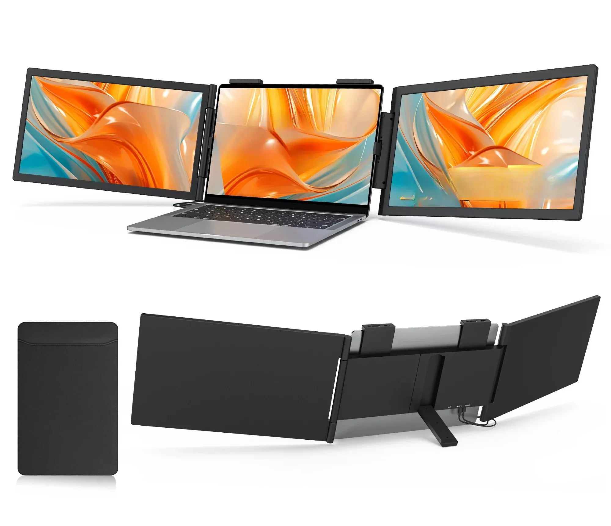 14″ Dual Laptop Monitor Amoudo FHD IPS USB-C Portable Triple Screen Windows Mac Xbox