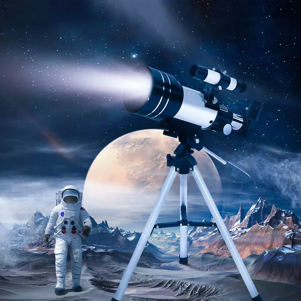 150X Astronomical Telescope 70mm Aperture Portable Refractor with Phone Adapter