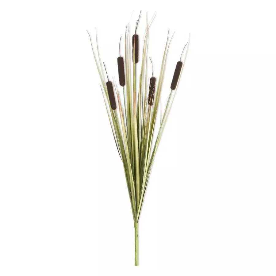 25" Dark Brown 5 Head Cattail Stem