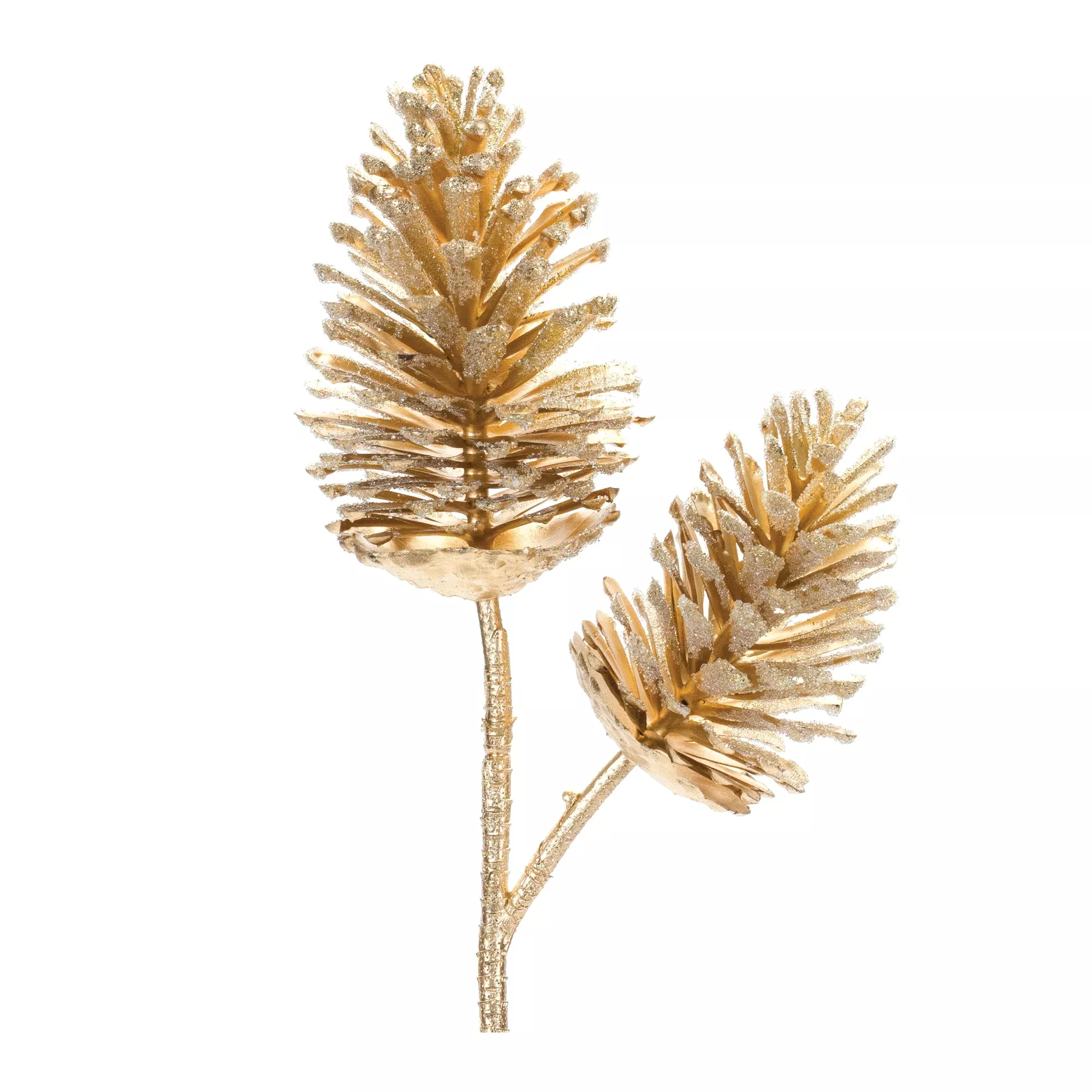 28″ Gold Pinecone Spray