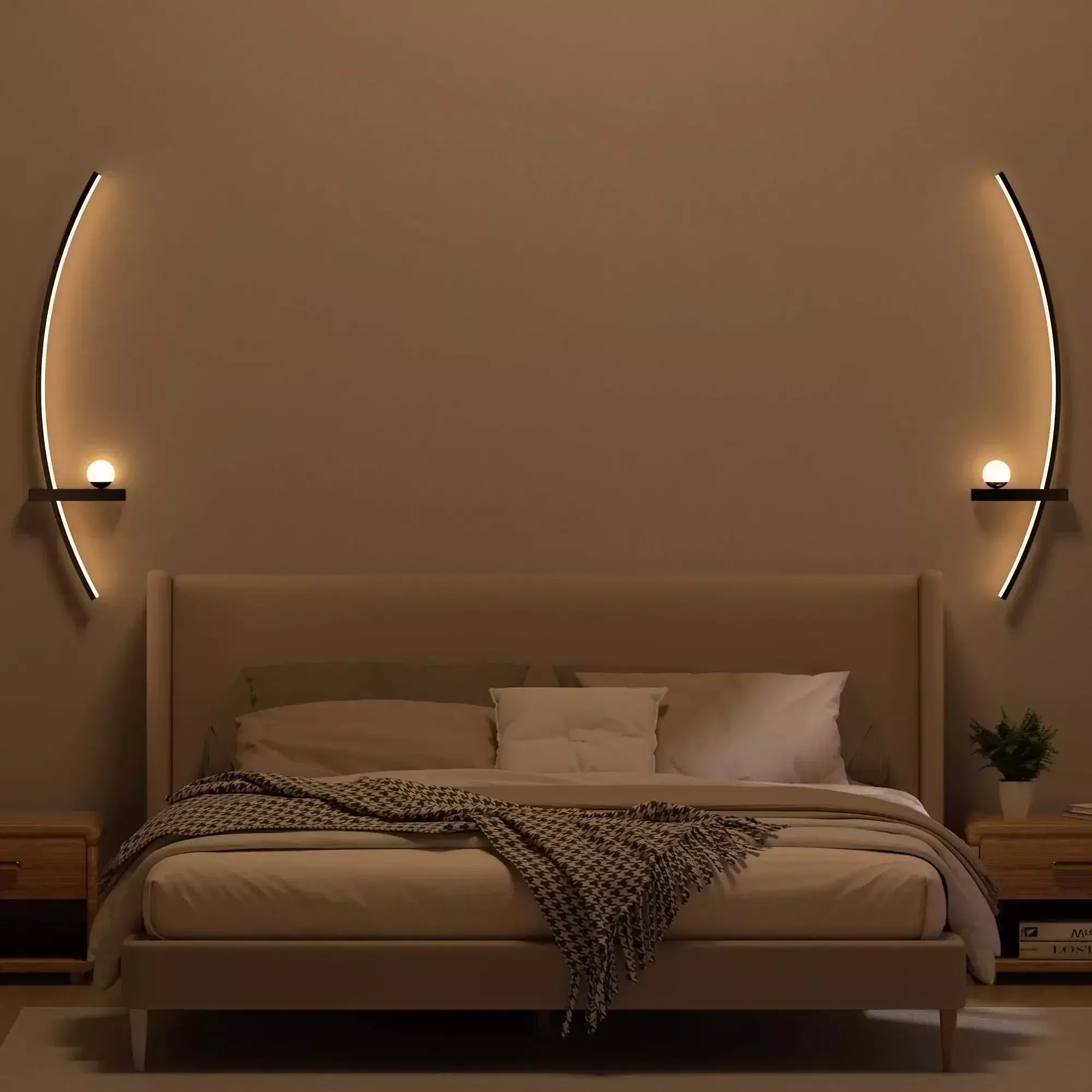 2pcs Modern Adjustable LED Wall Sconce 31.5" Arched Bedside Lamp 3000K Warm Glow