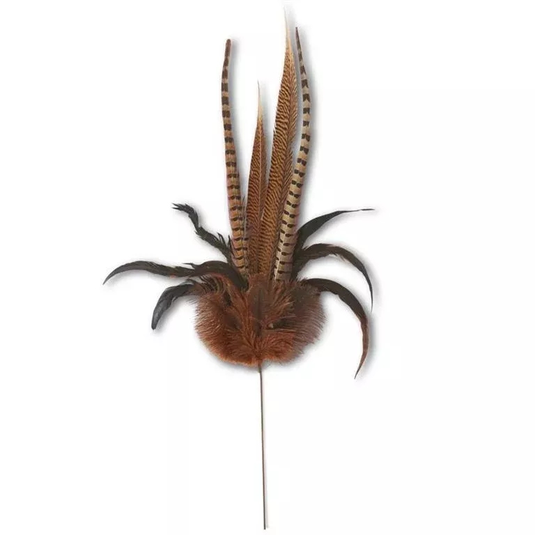 35″ Pheasant Feather Spray with Orange Feathers