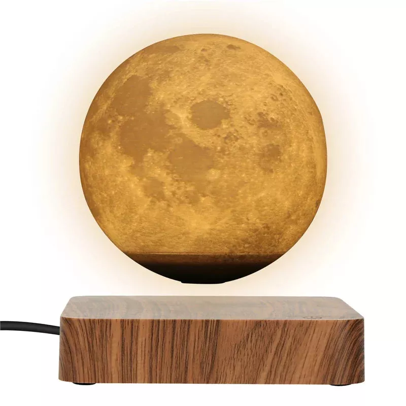 3D Floating Moon Lamp Magnetic Levitating LED Night Light Rotating Desk Decor