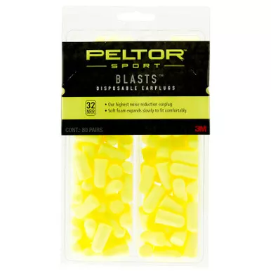 3M Peltor Blasts Disposable Earplugs 32 dB Yellow 80 Pair 97082