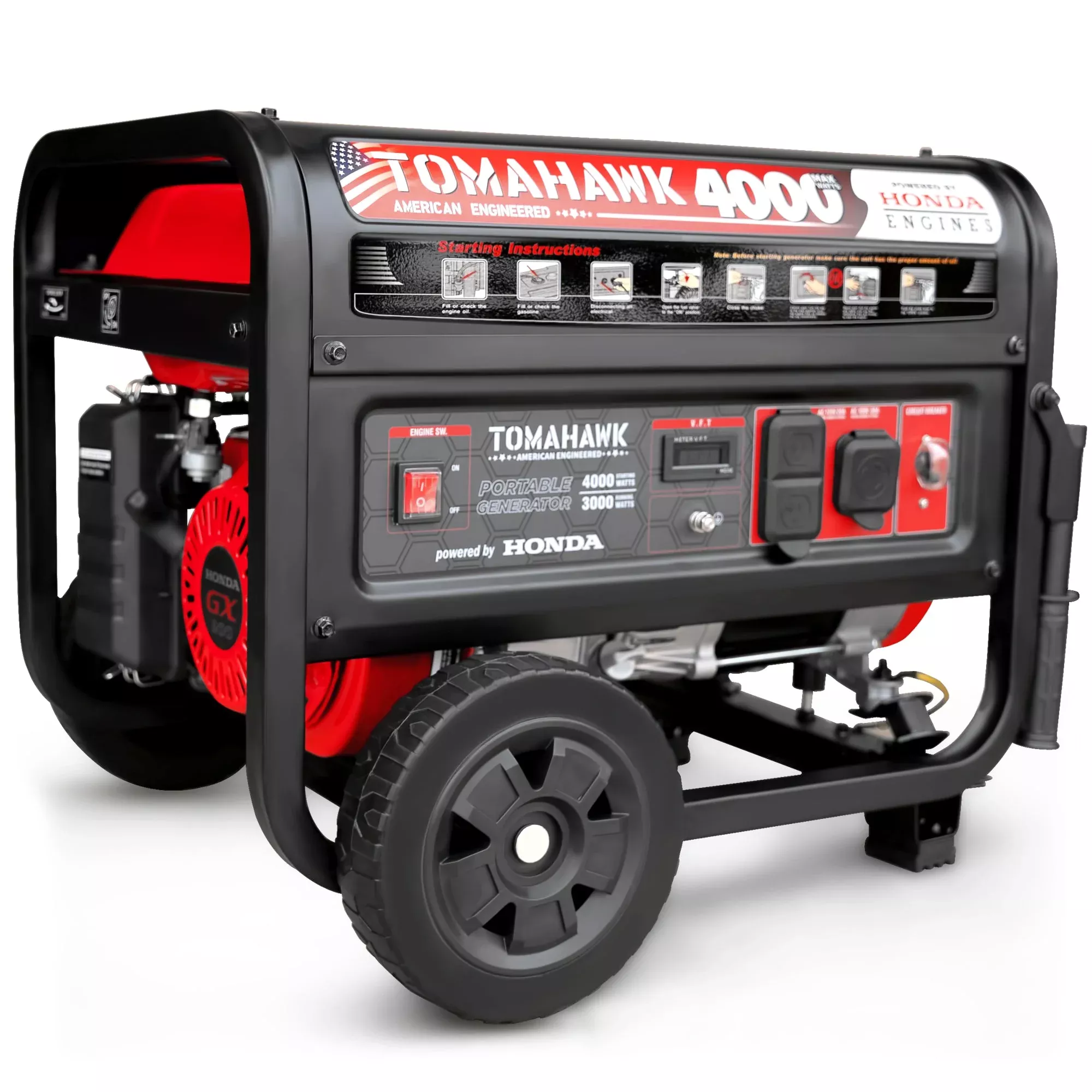4000 Watt Honda Powered Generator Portable Gas Power Professional Use