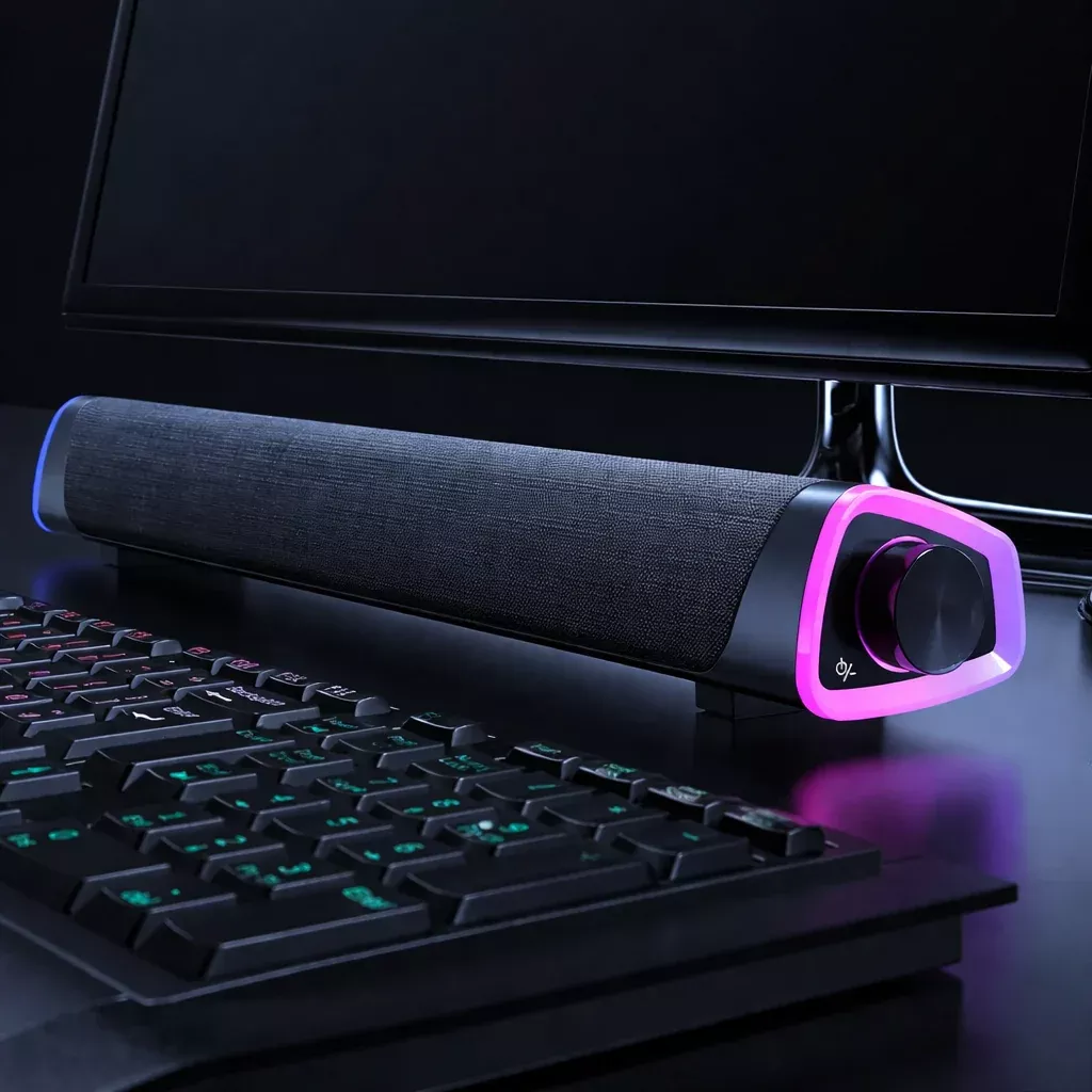 4D Computer Bluetooth Speaker Bar – Stereo Sound Subwoofer for PC, Laptop & Mac