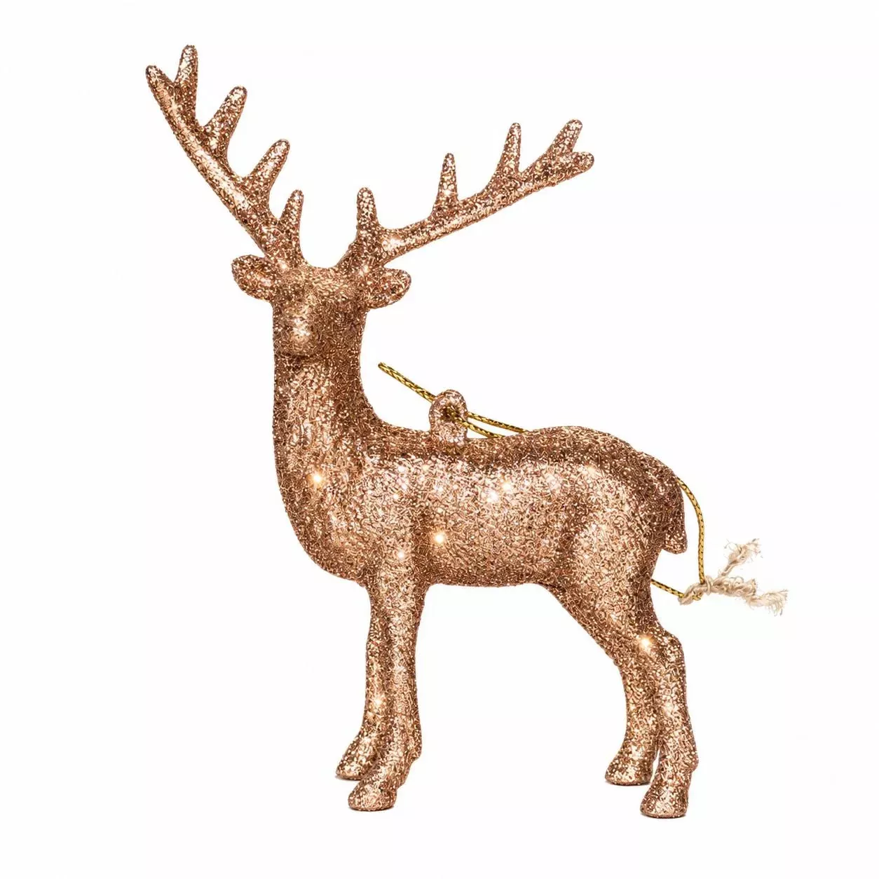 5.5" Copper Glitter Deer Ornament