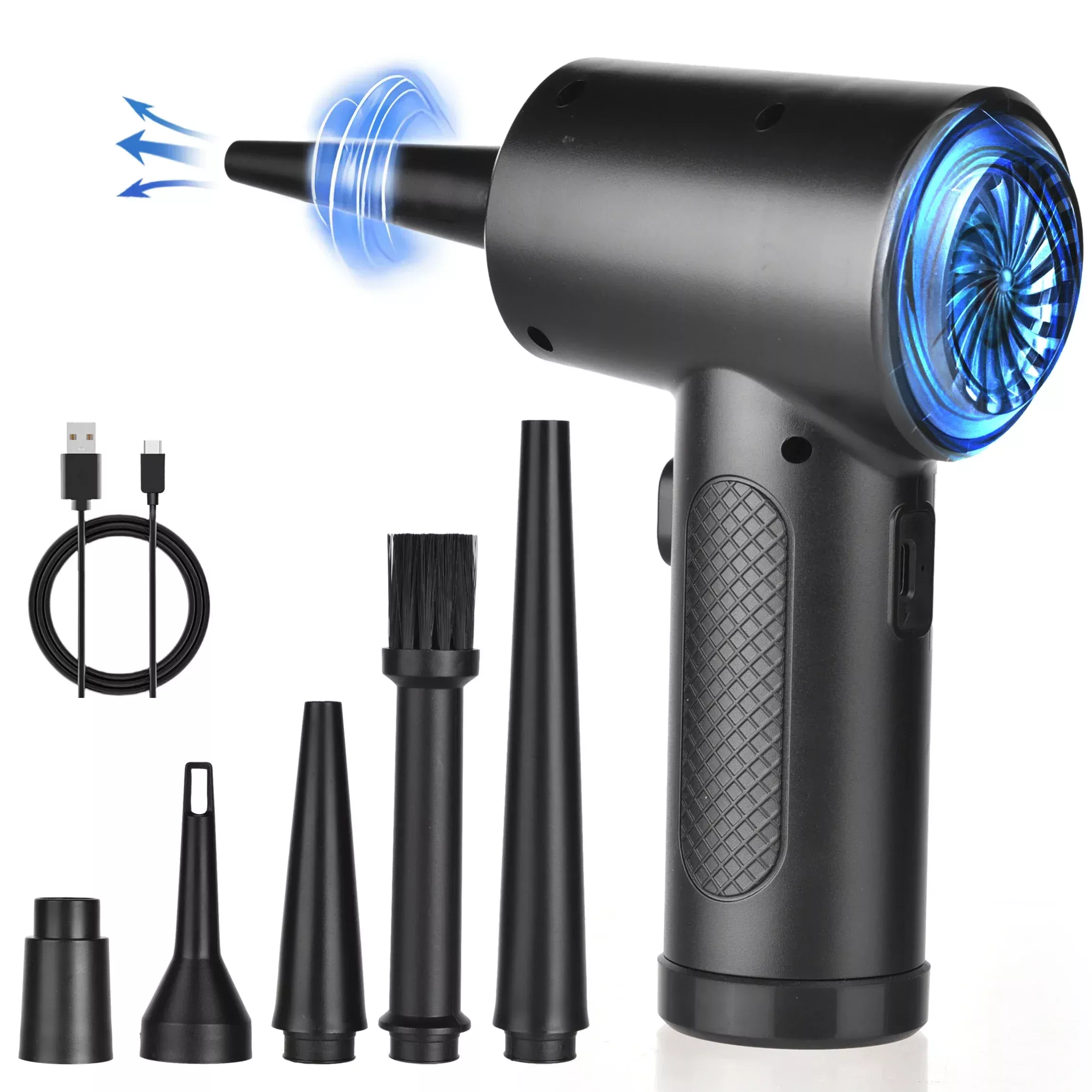 51000RPM Air Duster for Computer Cleaning Cordless Compressed Air Blower with LED