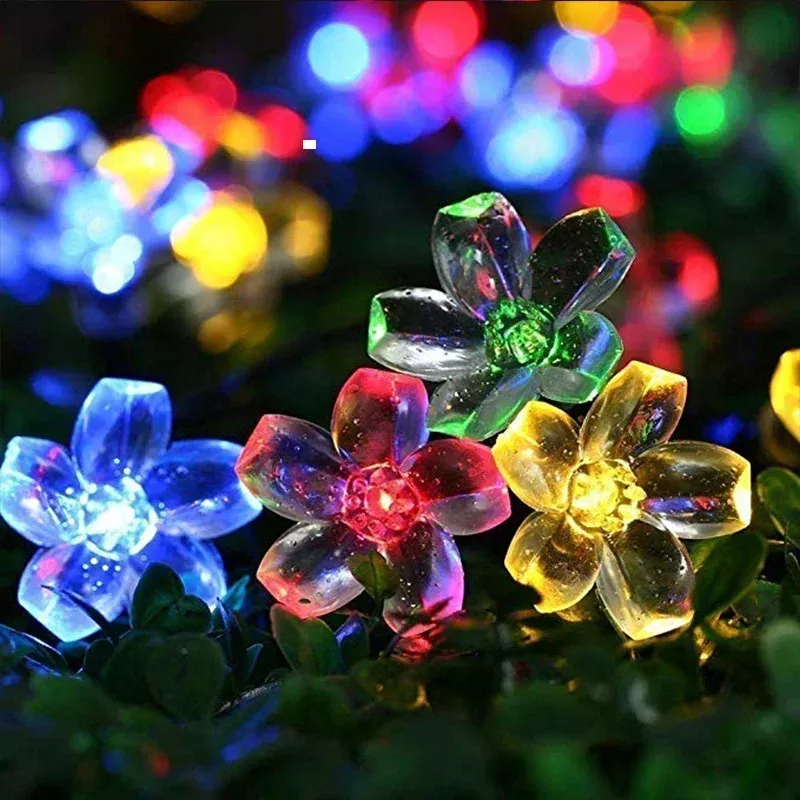 5M 20LED Solar String Lights Cherry Flower Outdoor Waterproof Battery Garden Party