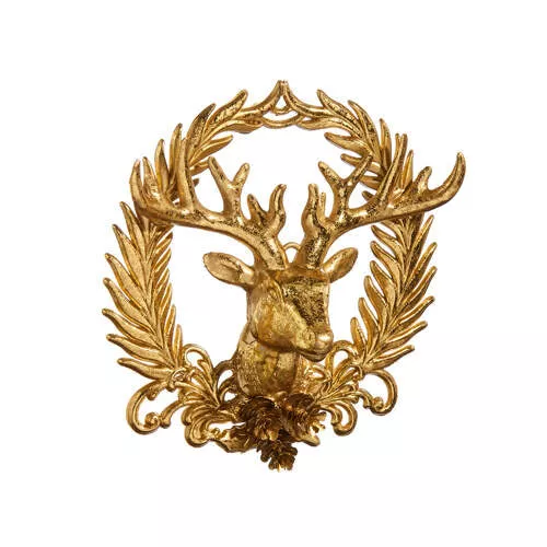 6" Deer w/ Wreath Emblem Ornament