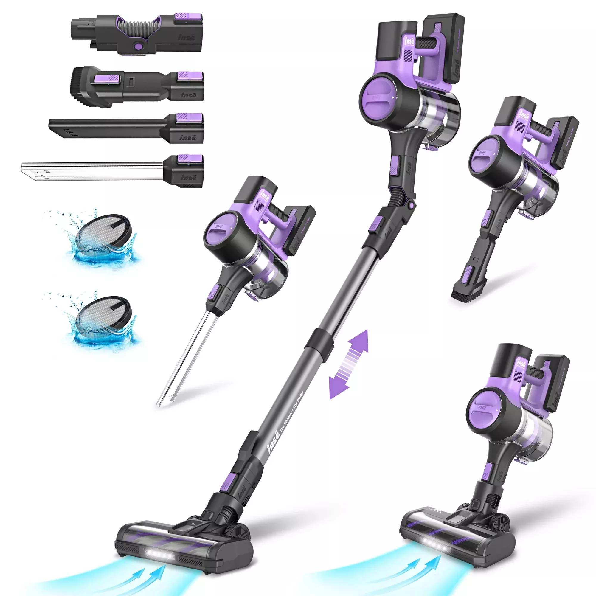6 in 1 Cordless Stick Vacuum Cleaner 45KPa Powerful Suction 50 Min Runtime