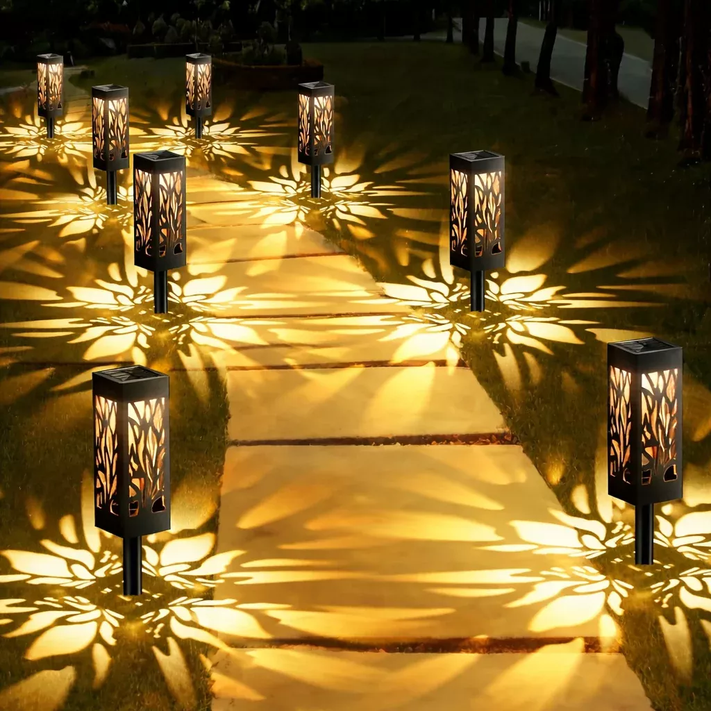 8-Pack Solar Pathway Lights – Motion Sensor, IPX5 Waterproof, Warm/Yellow LED