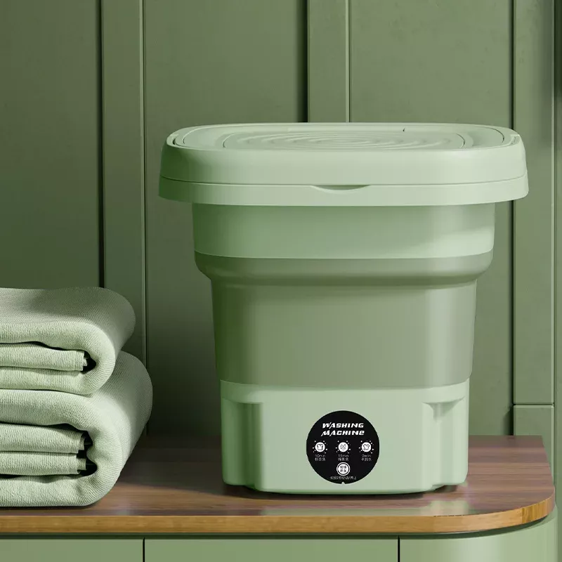 8L Portable Foldable Mini Washing Machine with Spin Dryer for Socks Underwear