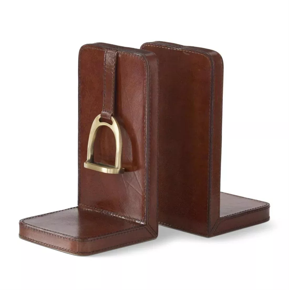 9.5" Leather Stirrup Detail Bookends (Set of 2)