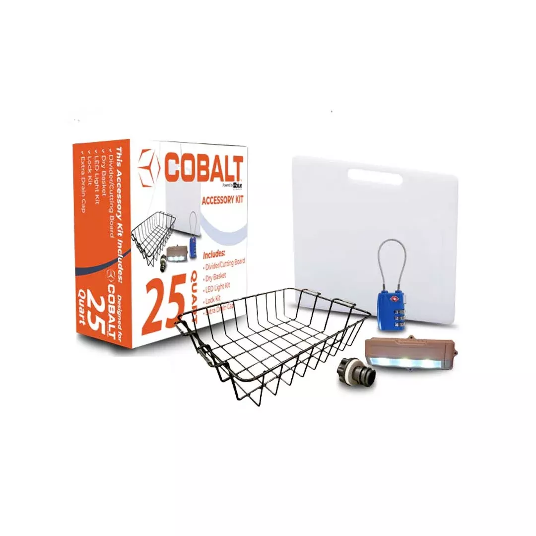 Accessory Kit Cobalt – Divider/Cutting Board, Basket, Lock, Light, & Plug for Cobalt Coolers