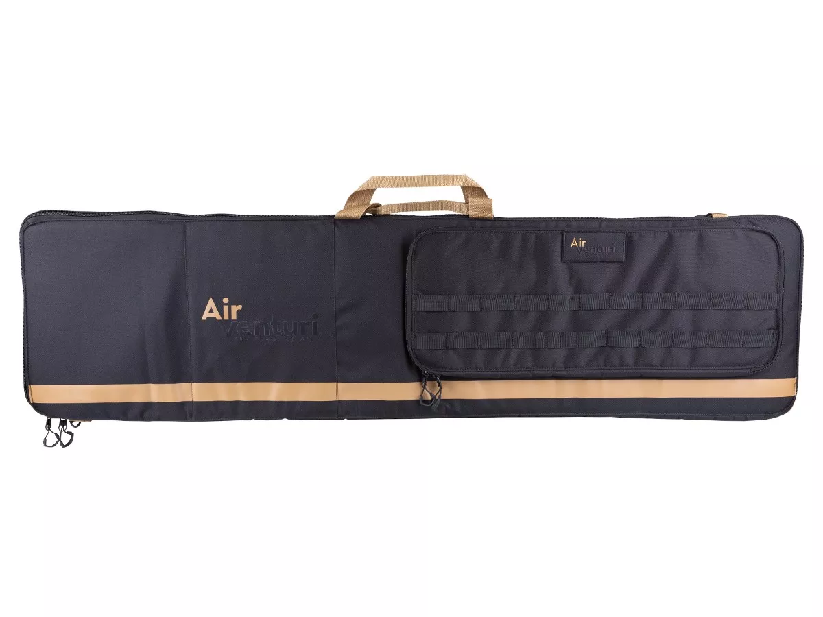 Air Venturi Square Rifle Bag w/ Zippered Pocket, Black/Tan