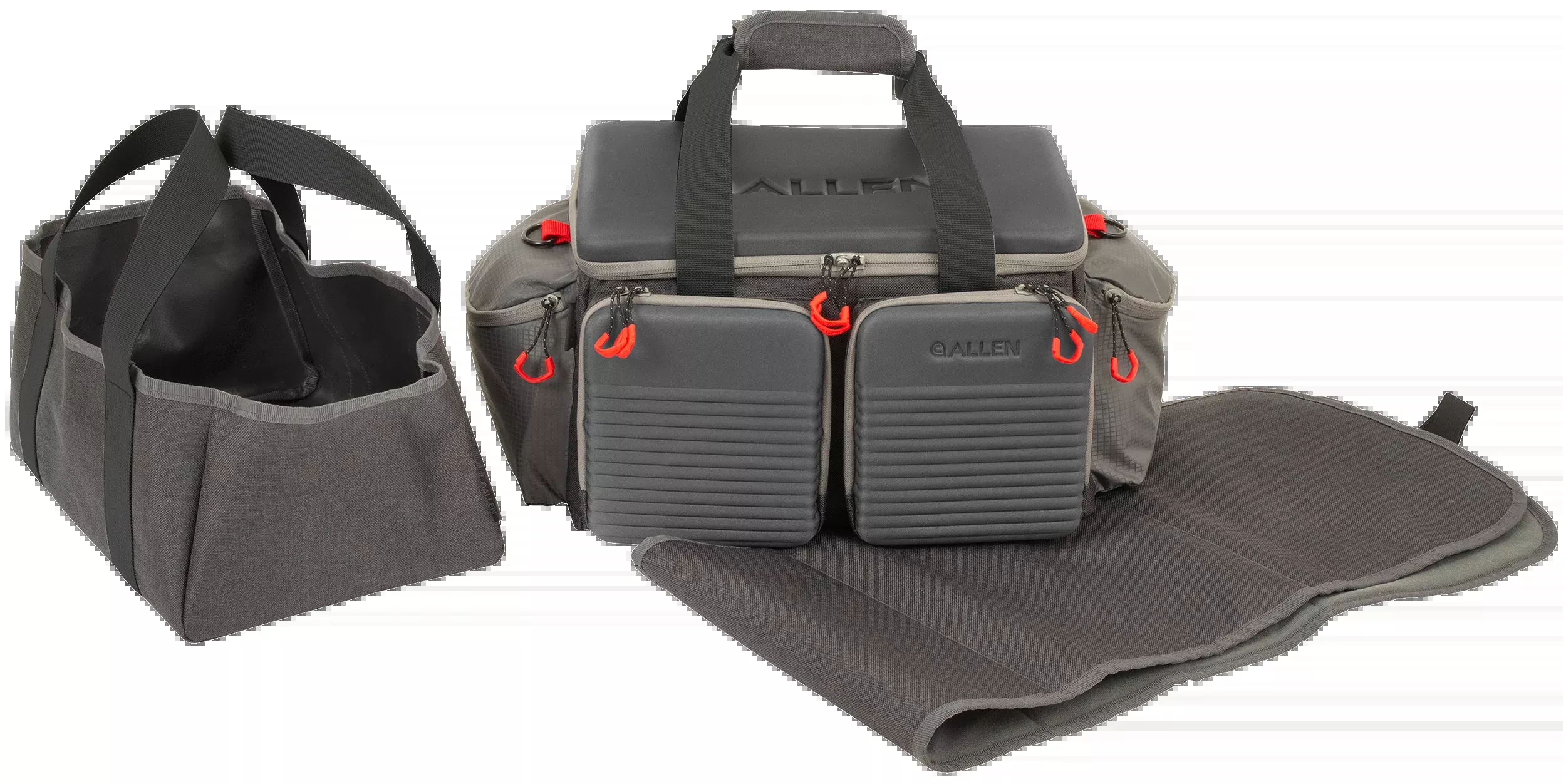 Allen Competitor Premium Molded Lockable Range Bag with Internal Tote & Fold-Up Gun Mat, Gray 8325