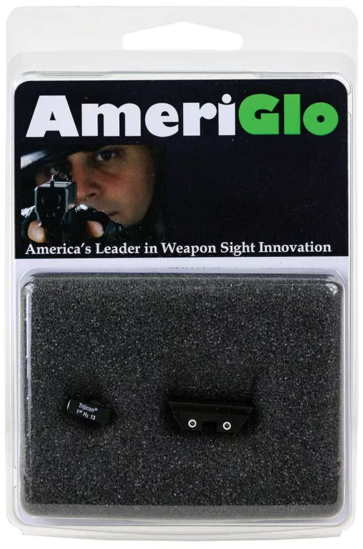 AmeriGlo Classic 3-Dot Night Sight Set Tritium Green with White Outline Front, Yellow with White Outline Rear Black Frame for Glock 42,43,43X,48