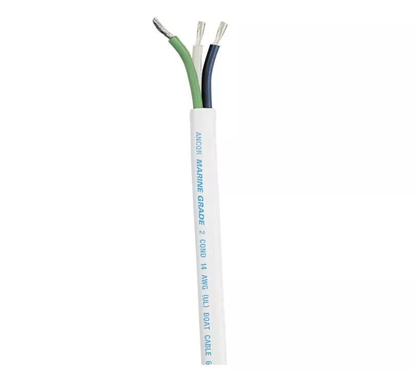 Ancor 10/3 AWG 100′ Black/Green/White Flat Triplex Cable• 131110