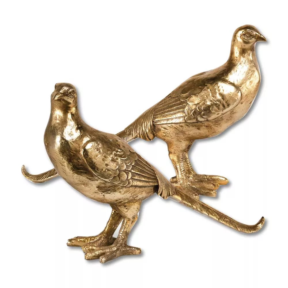 Antique 8" Resin Pheasants (Set of 2)
