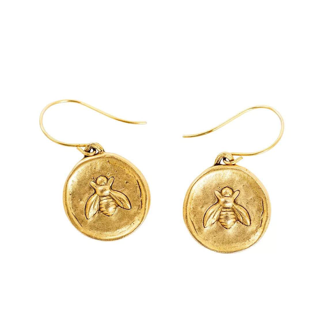 Antiqued Gold Over Pewter Bee Earrings