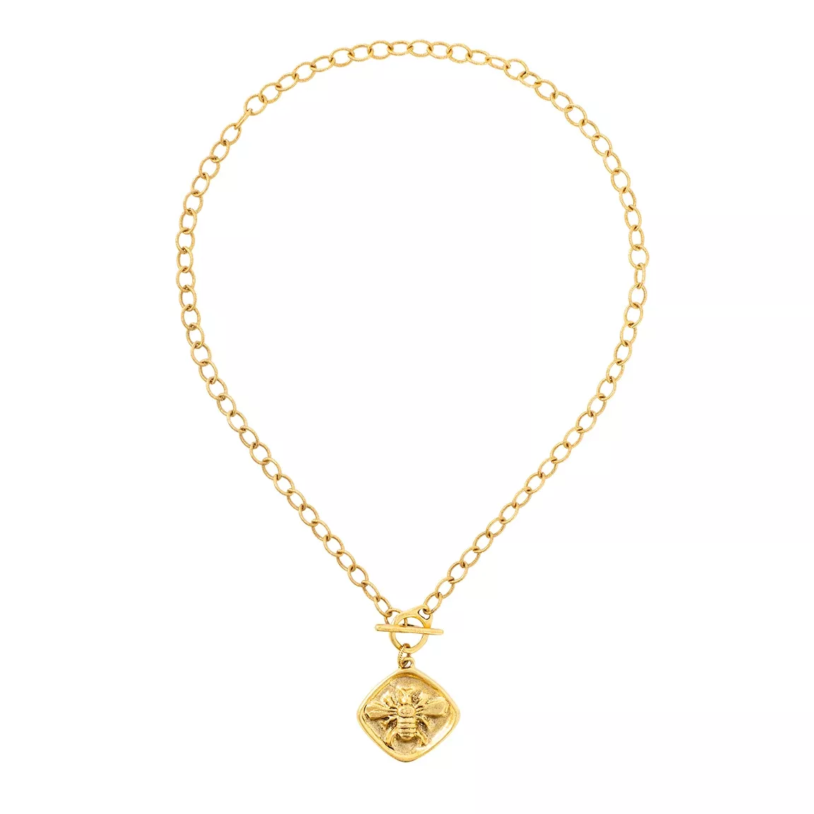Antiqued Gold Over Pewter Bee Necklace