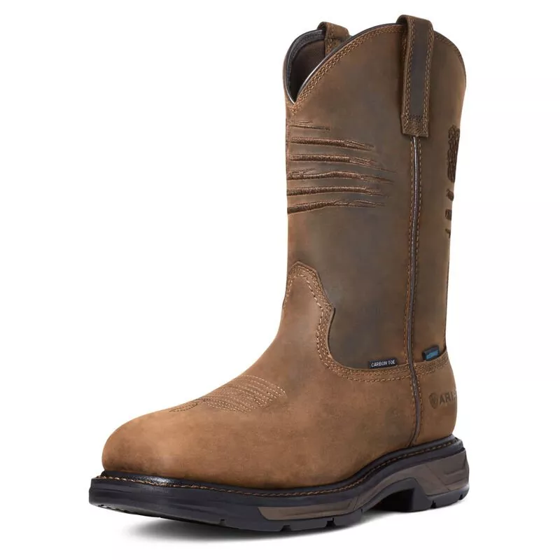 Ariat WorkHog XT Patriot Waterproof Carbon Toe Work Boot – Distressed Brown #10036002