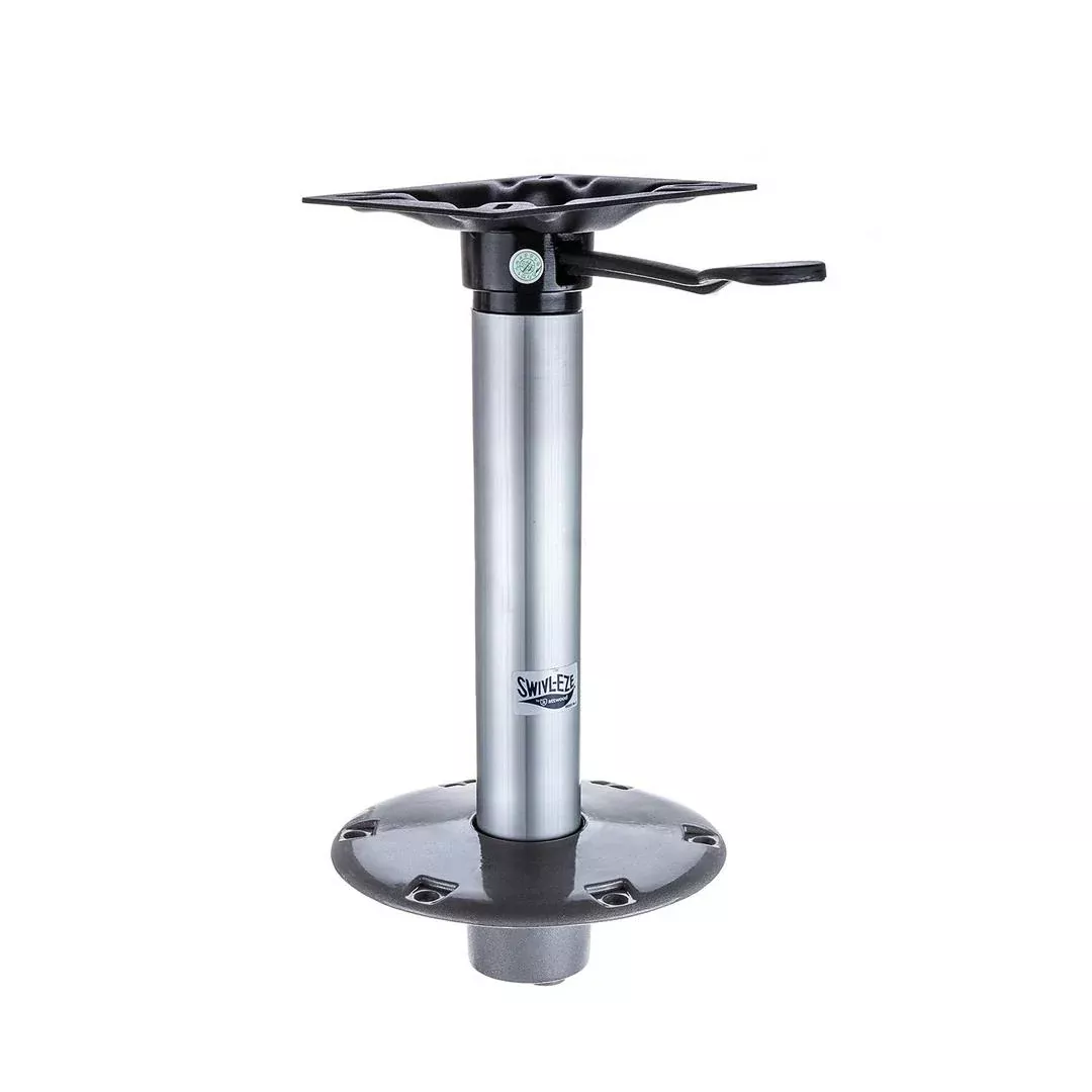 Attwood 238 Series 13″ H x 2-3/8″ D Satin Aluminum Fixed Post with Seat Mount & Round Base• 23813-7