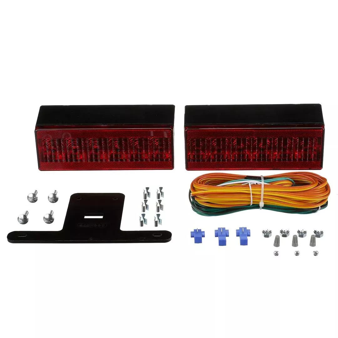 Attwood LED Low-Profile Submersible Trailer Light Kit w/ License Plate Bracket and Wiring Harness• 14064-7