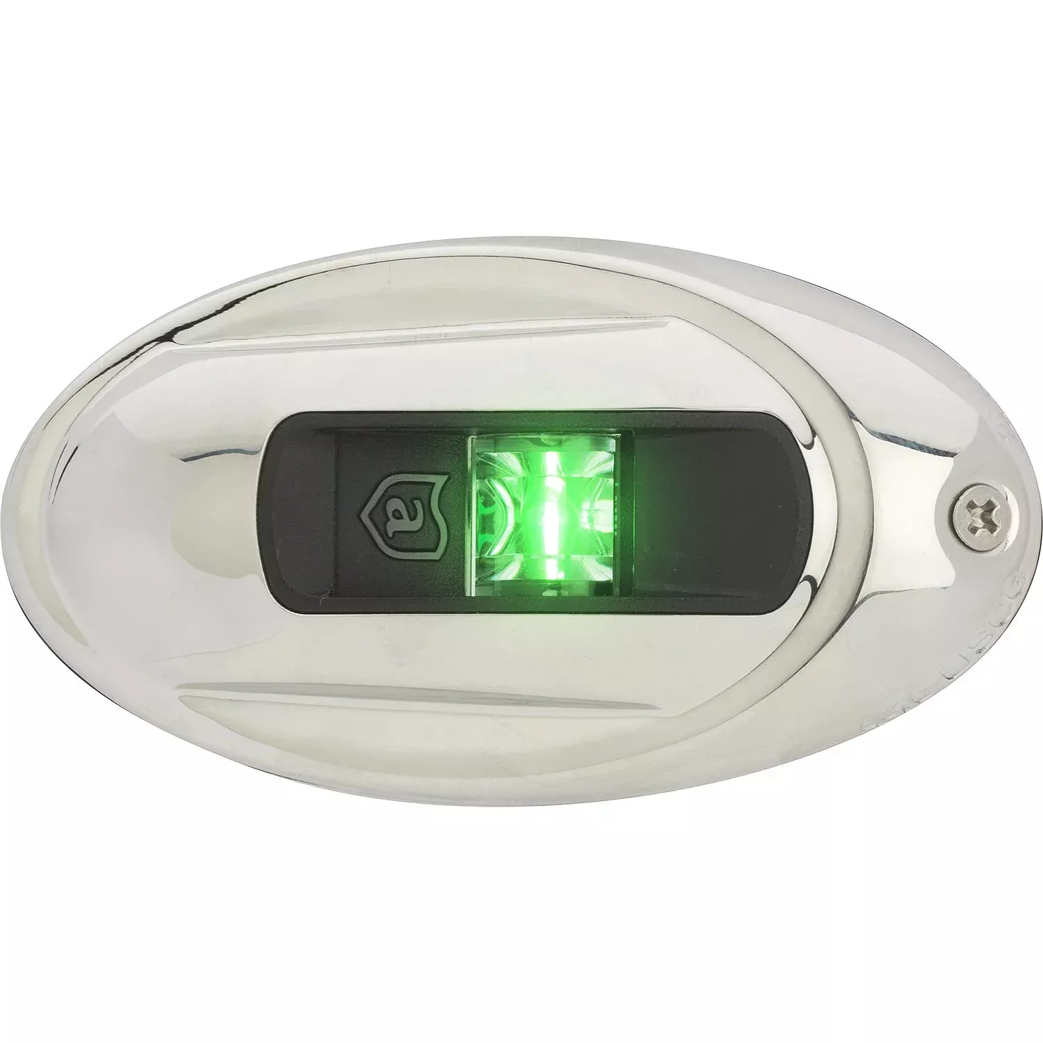 Attwood LightArmor Stainless Steel Eliptical Deck Mount Starboard Side Green LED Light• NV4012SSG-7