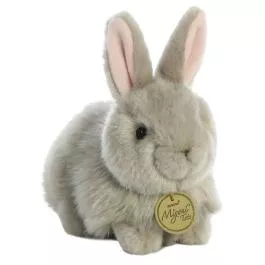 Aurora Realistic Miyoni Angora Bunny Grey Stuffed Animal - 7.5"