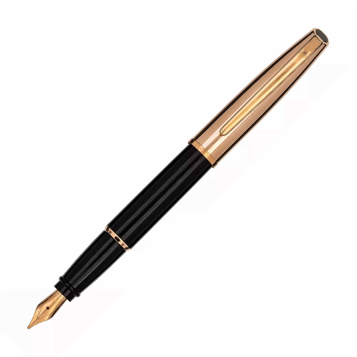 Aurora Style Black w/ Rose Gold Cap and Trim Medium Nib