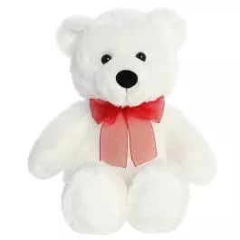 Aurora White Bear w/ Red Bow - 15"