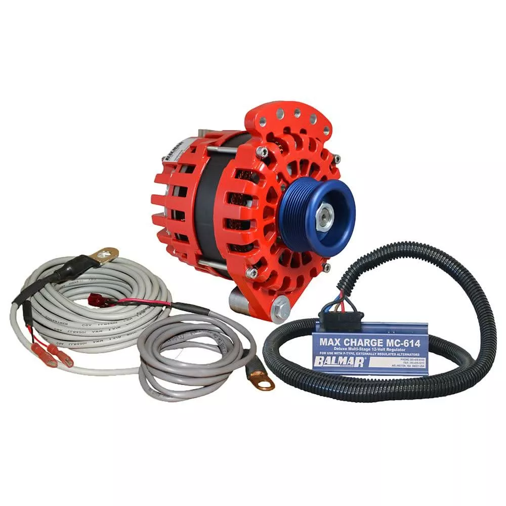 Balmar Alternator 1-2" Single Foot J10 Serpentine Pulley Regulator & Temp Sensor - 170A Kit - 12V - XT-SF-170-J10-KIT