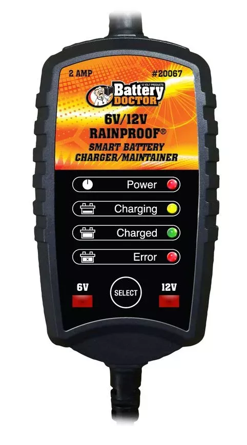 Battery Doctor Rainproof Battery Charger and Maintainer 6/12 Volt 2 Amp• 20067