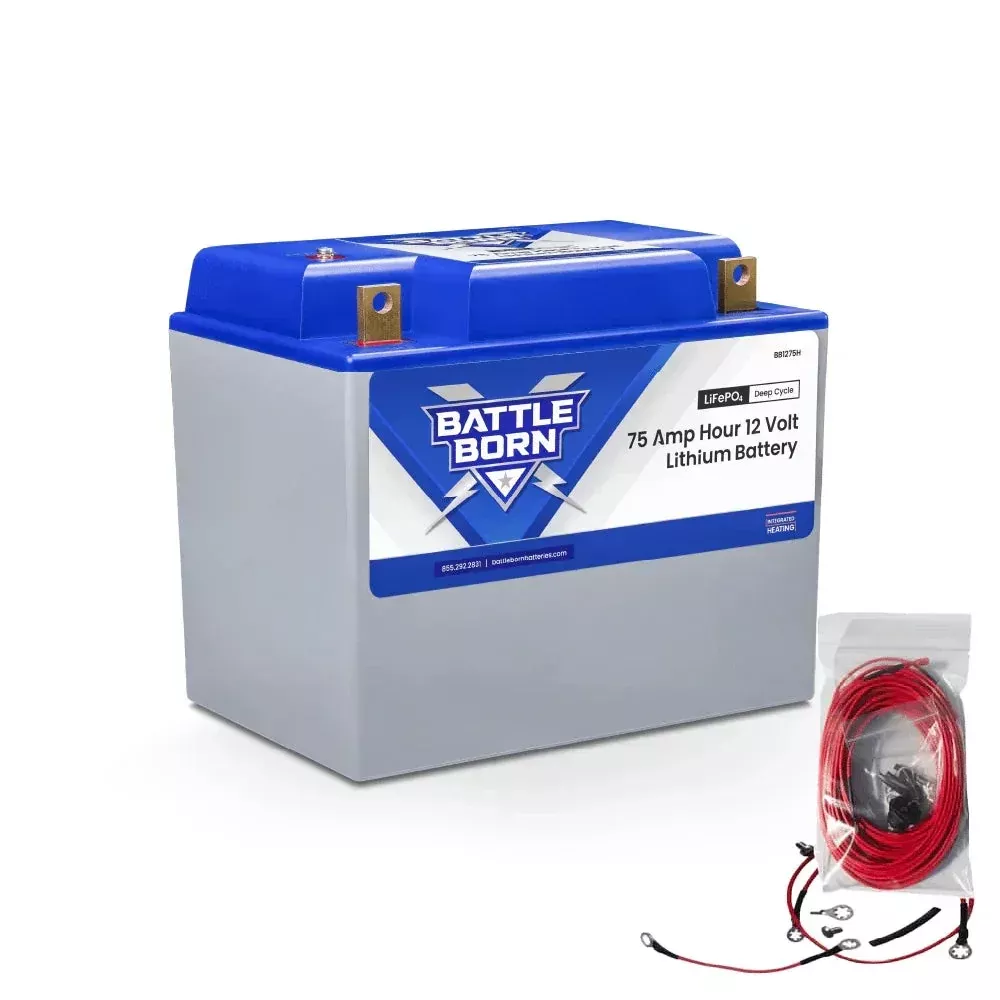 Battle Born 75Ah 12V Group 24 LiFePO4 Heated Battery Kit