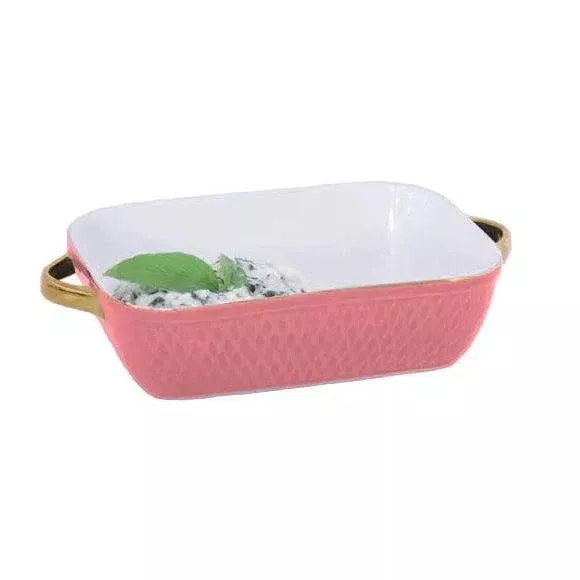 Beatriz Ball Ceramic Small Rectangular Baker with Gold Handles