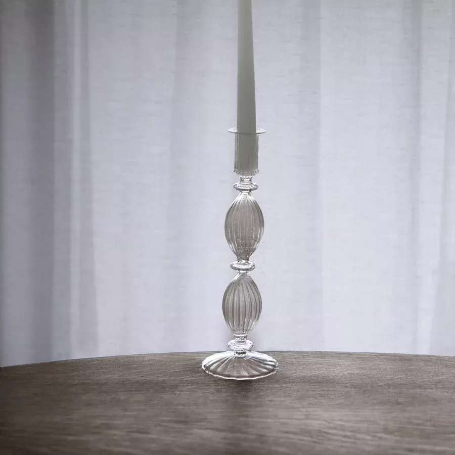 Beatriz Ball Glass Cambridge 10" Beryl Candlestick Holder (Set of 2)