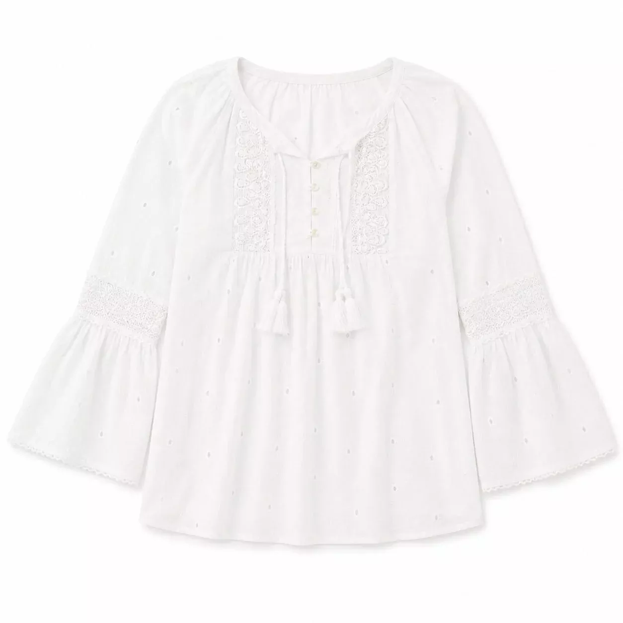 Bella Tu Eyelet Peasant Top