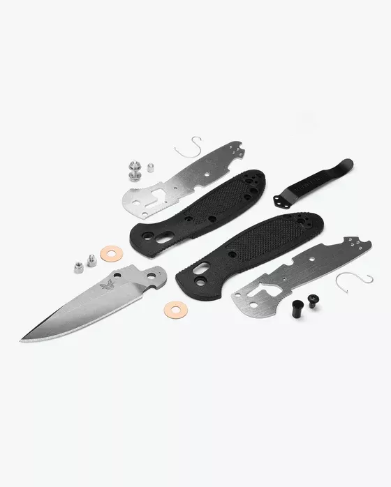 Benchmade Mini Griptilian Black Grivory Partial Serrated Folding Knife