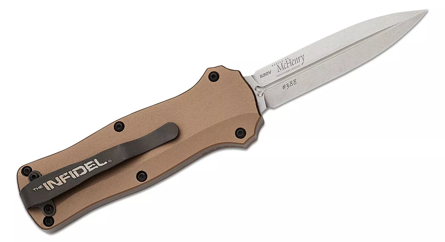 Benchmade Mini Infidel Limited Edition Dark Earth Aluminum Out the Front Knife