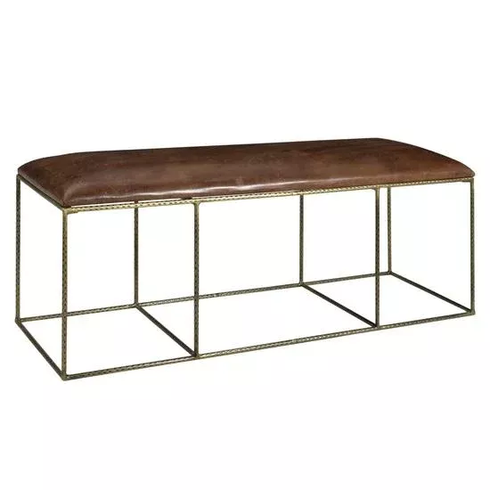 Bengal Manor Dimpled Iron and Leather Bench