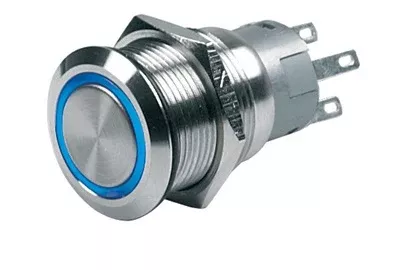 BEP 12V On/Off Push-Button Switch with Blue LED Ring• 80-511-0003-00