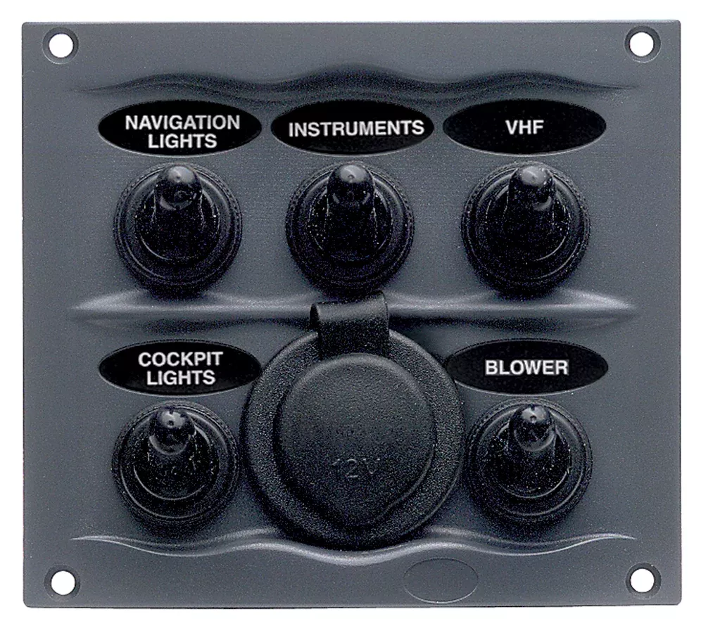 BEP Black Waterproof Panel with 5 Switches• 900-5WPS