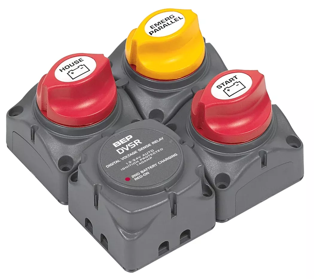 BEP Square Battery Distribution Cluster for Single Engine w/ Two Battery Banks• 716-SQ-140A-DVSR
