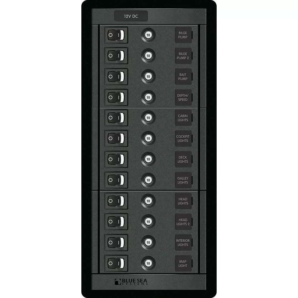 Blue Sea 1461 12 Position Circuit Breaker Panel - 12V - 120A - 1461