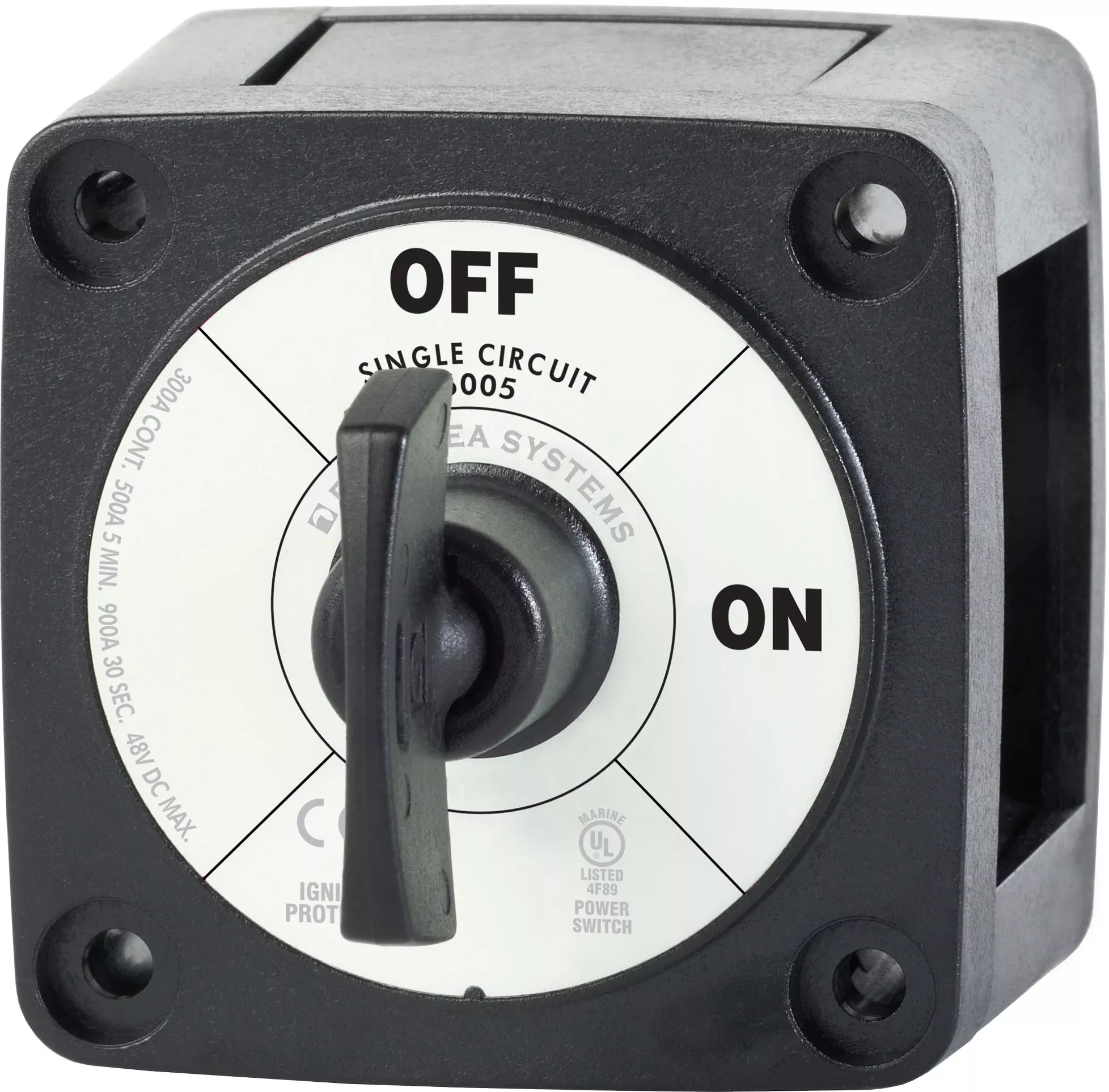 Blue Sea Battery Switch Single Circuit ON-OFF - Black• 6005200-BSS