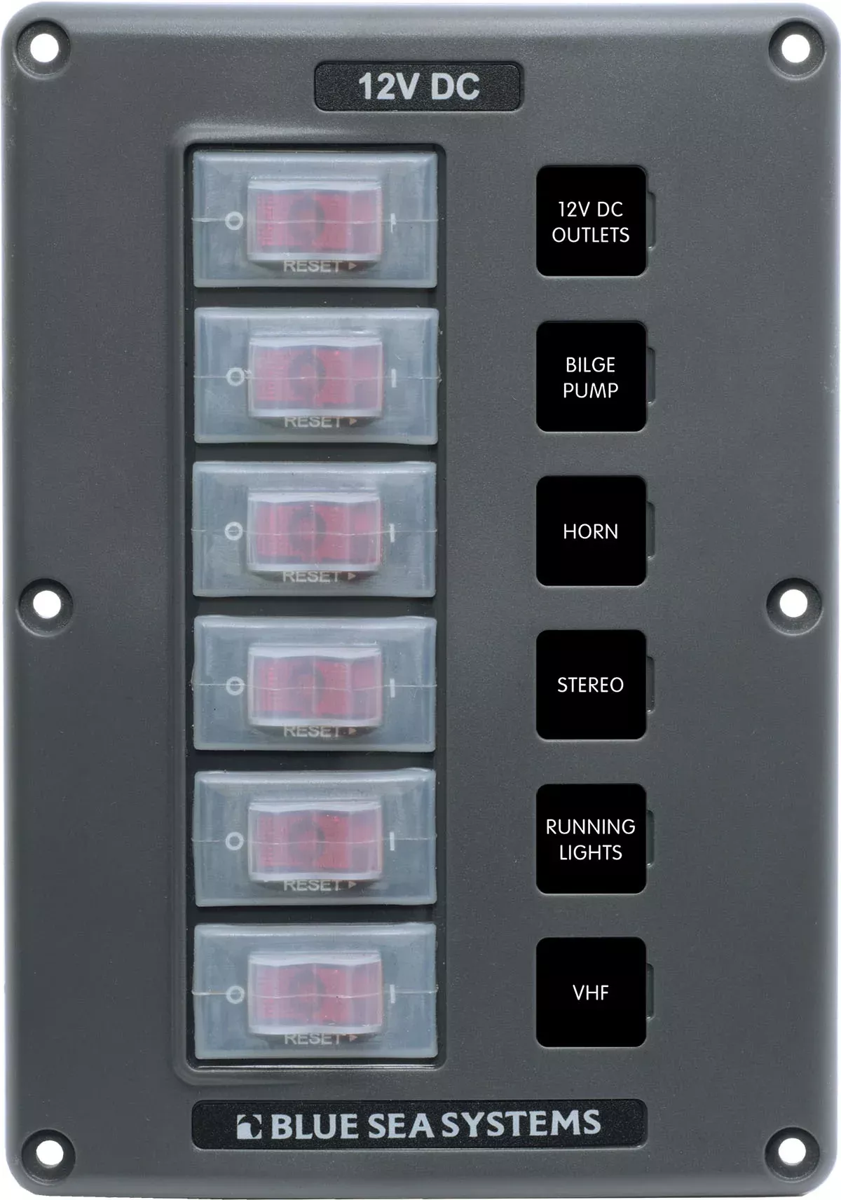 Blue Sea Circuit Breaker Switch Panel 6 Position - Gray• 4322-BSS