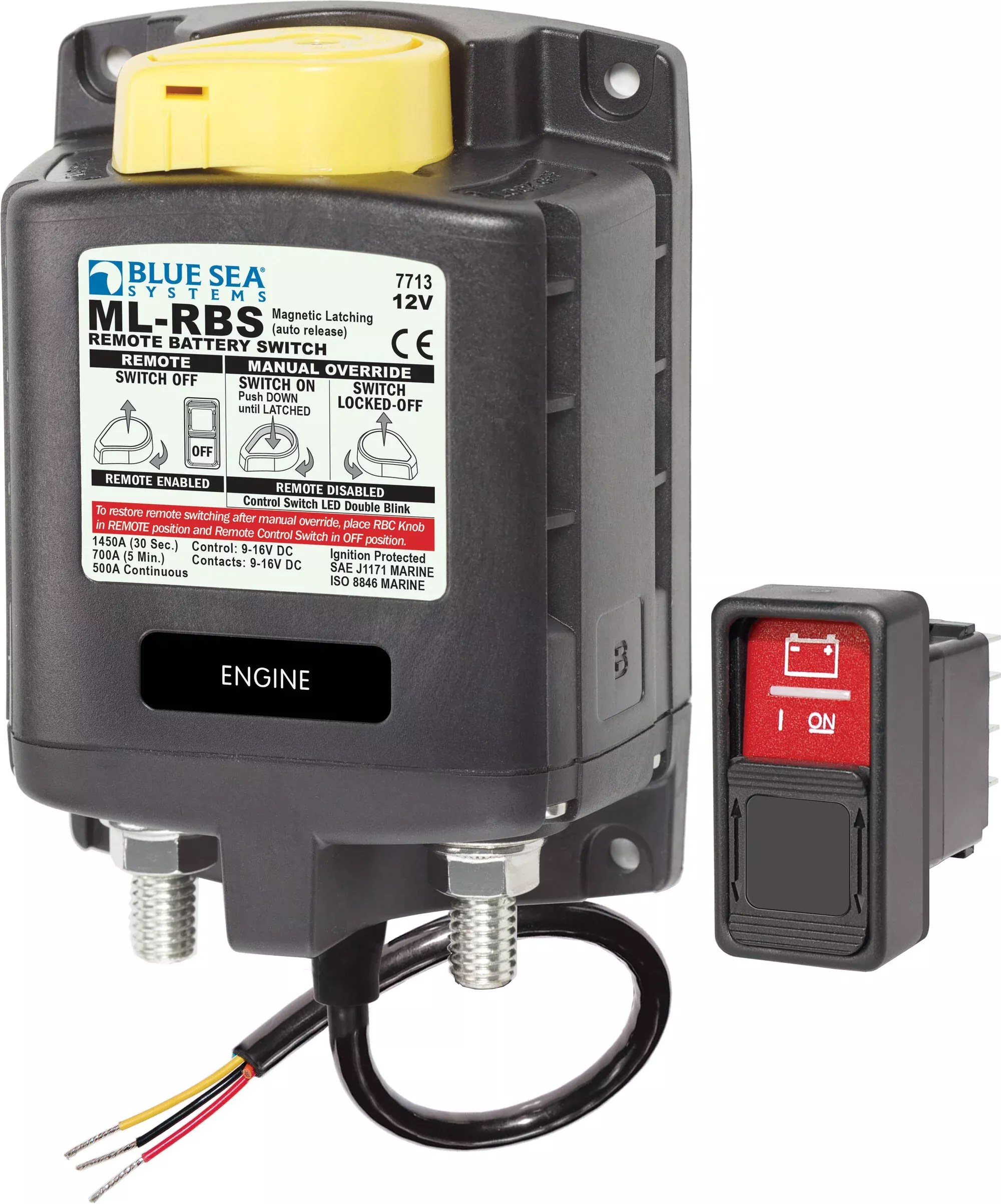 Blue Sea ML-RBS Remote Battery Switch w/ Manual Control Release - 12V• 7713-BSS